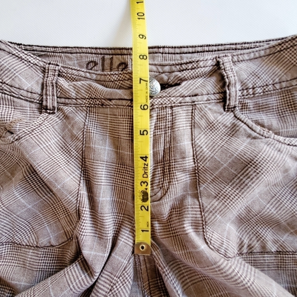 1254 * Ellemenno Plaid Low-rise Capri Pants Brown Size 7 Vintage Y2K 90s - Picture 8 of 9